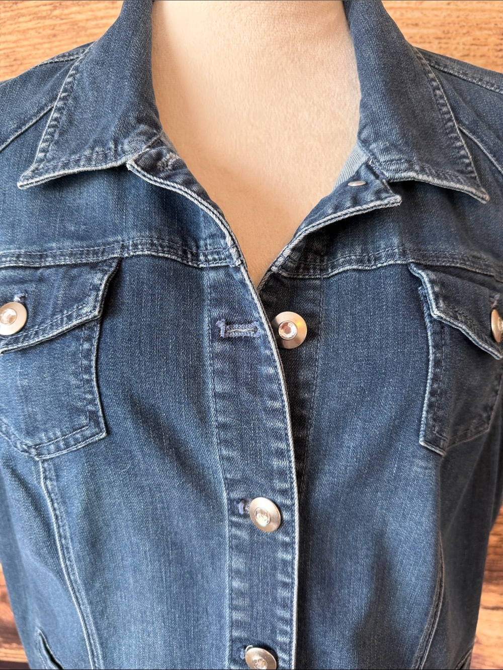 Chico's Indigo Denim Sleeveless Button-Front Vest - Picture 3 of 7